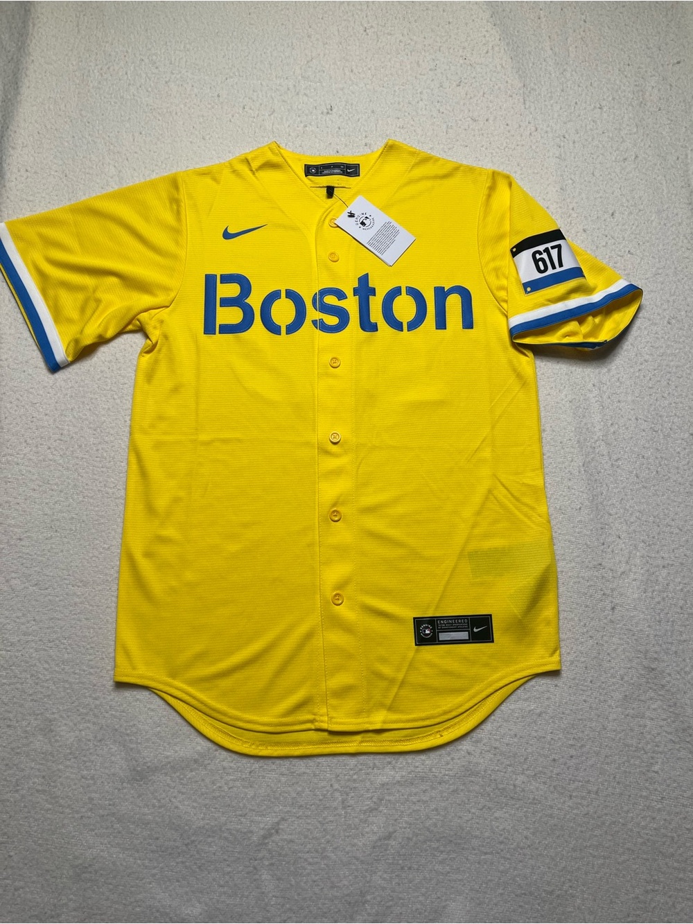 NWT New Nike MLB Boston Red Sox Trevor Story City Connect Yellow Jersey Mens M